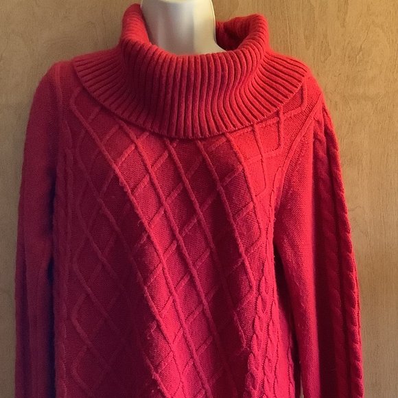 Calvin Klein Sweaters - EUC Calvin Klein Red Cowl Neck Sweater  Size:  Medium